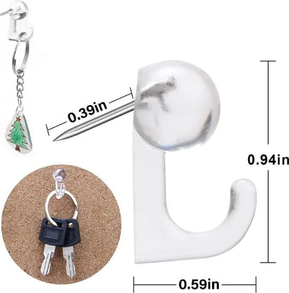 Lot de Crochets Push Pins Muraux – Attaches Transparentes et Noires pour Panneau Liège et Notes de Bureau