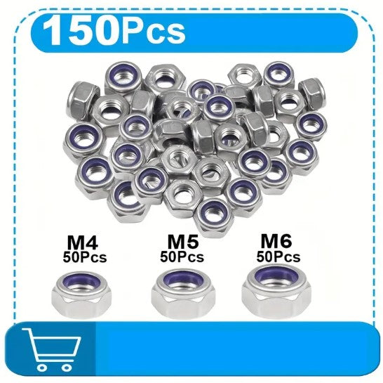 Écrous Frein Nylstop en Acier Inoxydable – Assortiment Multi-Tailles Anti-Desserrage