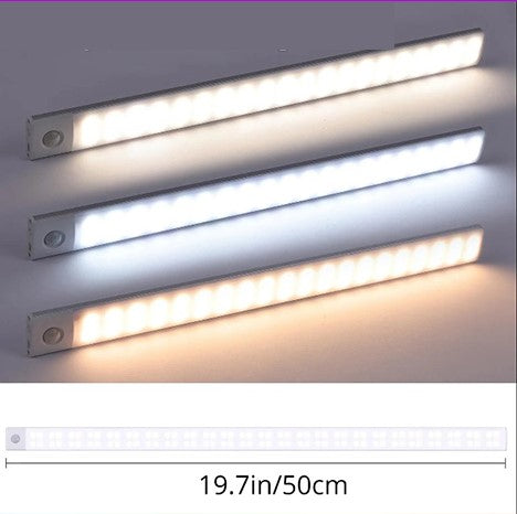 Barre LED 10/20/30/40/50 cm avec Détecteur de Mouvement – Éclairage Intérieur Intelligent 3 Couleurs pour Cuisine, Dressing et Maison Connectée