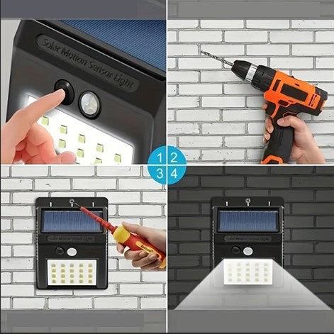 Applique Murale Solaire avec Détecteur de Mouvement – Éclairage Extérieur Intelligent pour Entrée, Garage ou Jardin