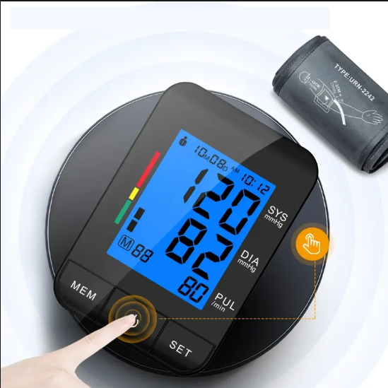 Tensiomètre Électronique Bras – Écran Rétroéclairé LED Haute Définition | Mesure Précise Tension Artérielle & Pouls | Brassard Confort, Mémoire Intelligente – Utilisation Domestique