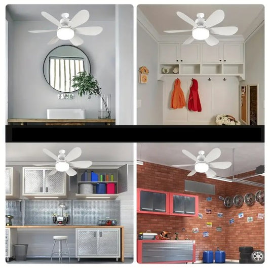 Ventilateur de Plafond LED Silencieux avec Lumière Intégrée – Design Moderne pour Salle de Bain, Cuisine, Entrée ou Garage