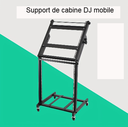 Rack DJ à Roulettes 2 Niveaux – Support Métallique pour Matériel Audio, Réglable et Mobile, Construction Solide