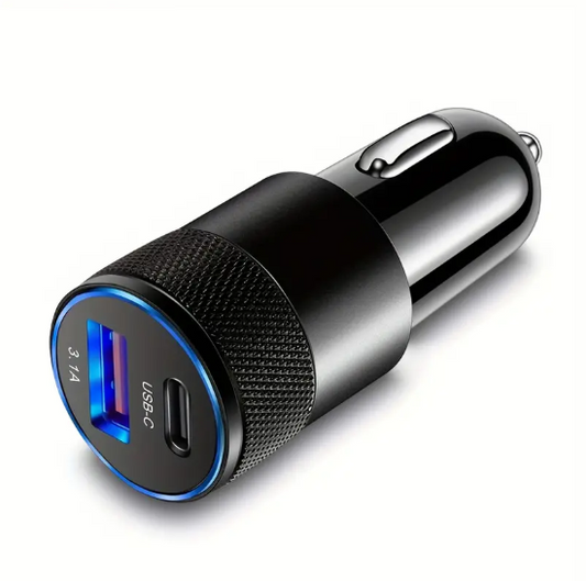 Chargeur Allume-Cigare USB & USB-C 3.1A – Double Port Rapide pour Voiture, Smartphone et Tablette