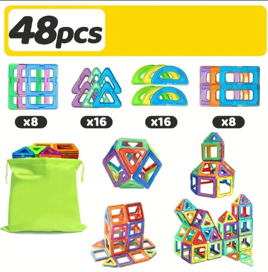 Blocs de Construction Magnétiques Colorés – Kit de Formes Géométriques pour Assemblage Créatif et Modélisation