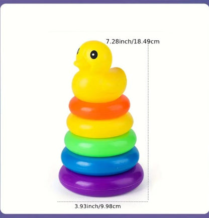 Jouet d’Éveil Empilable Bébé – Anneaux Colorés en Plastique avec Canard