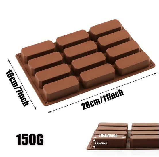 Moule Silicone 12 Cavités pour Barres Énergétiques et Barres de Céréales – Antiadhésif, Réutilisable et Facile à Démouler