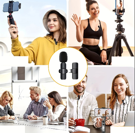 Pack de 1, 2 Micros Sans Fil USB-C – Micro Lavalier Rechargeable pour Smartphone Android, YouTube & Interview