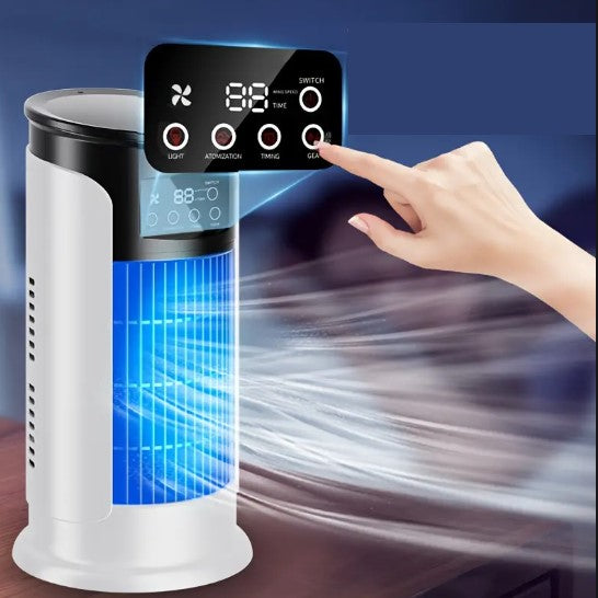 Ventilateur Refroidisseur d’Air avec Écran Tactile LED – Purificateur Silencieux 4 en 1 avec Minuterie, Brumisation et Vitesses Réglables
