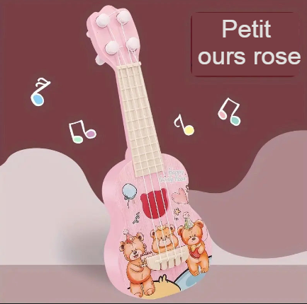 Mini Guitare Enfant "Little Bear" – Jouet Musical à Cordes, Éveil Musical & Design Mignon avec Oursons
