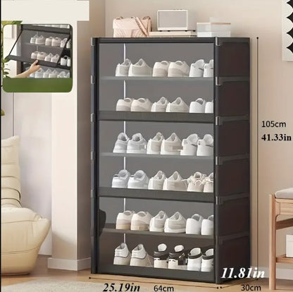 Meuble de Rangement à Chaussures avec Porte Transparente – Organisateur Empilable pour Boutique et Dressing