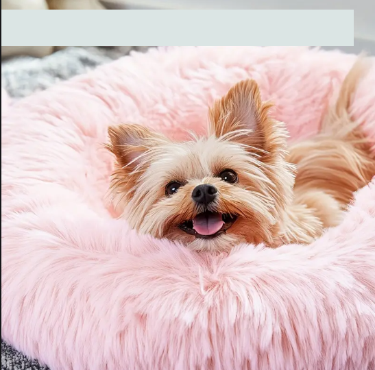 Coussin Douillet pour Chien ou Chat – Panier Moelleux Antistress en Fausse Fourrure Rose