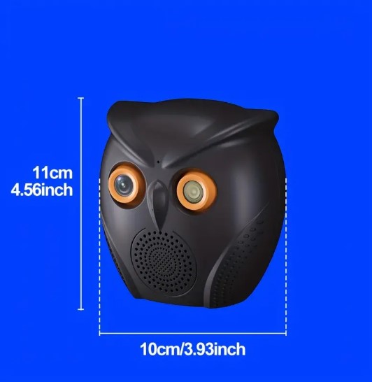 Caméra de Surveillance Extérieure en Forme de Hibou – Vision Nocturne HD, Détection de Mouvement et Audio Bidirectionnel