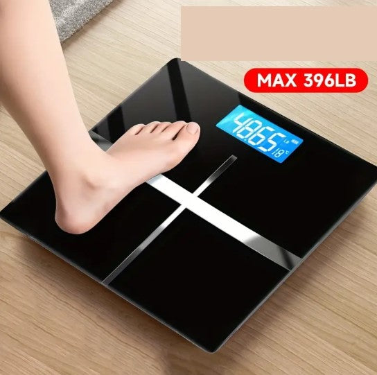 Balance électronique noire avec écran LCD – Pèse-personne haute précision jusqu’à 180 kg (396 lb)