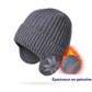 Bonnet d’Hiver Homme avec Cache-Oreilles Intégrés – Tricot Épais Doublé Polaire, Ultra Chaud & Coupe-Vent