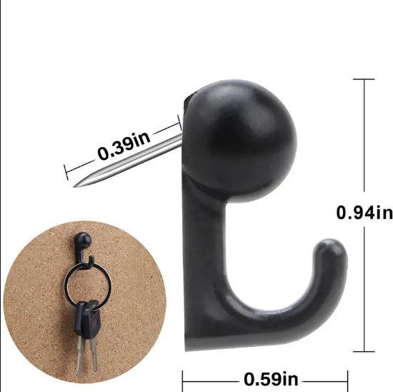 Lot de Crochets Push Pins Muraux – Attaches Transparentes et Noires pour Panneau Liège et Notes de Bureau