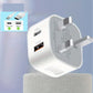 Chargeur mural rapide USB Type-C + QC 3.0 – Prise UK 18W pour smartphone, tablette et appareils électroniques