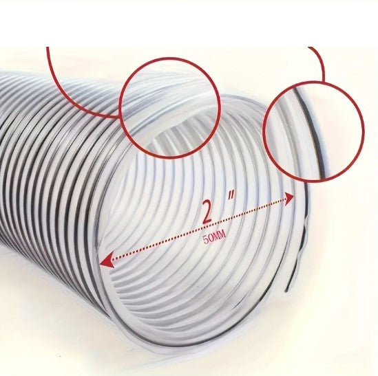 Tuyau Flexible Transparent Renforcé en PVC – Conduit Industriel Résistant pour Aspiration et Refoulement de Liquides