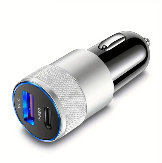 Chargeur Allume-Cigare USB & USB-C 3.1A – Double Port Rapide pour Voiture, Smartphone et Tablette