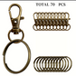 Lot de 20/30/50/70/90/120/150/180 Porte-Clés et Anneaux Métal – Mousquetons + Anneaux pour Bricolage, DIY ou Organisation