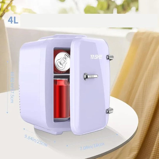 Mini Frigo Rétro YASHE 4L – Réfrigérateur Compact pour Boissons et Cosmétiques – Design Vintage, Silencieux et Portable