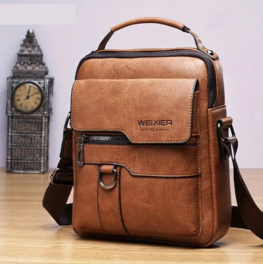 Sac Besace Homme en Simili Cuir Élégant, Léger et Fonctionnel avec Bandoulière Réglable
