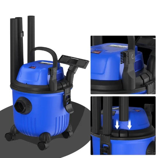 Aspirateur Eau et Poussière Industriel 20L – Haute Puissance avec Tuyau Long et Roues Pivotantes – Idéal Atelier, Garage et Maison