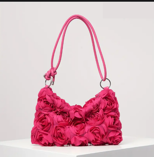 Sac besace noir femme design 3D à fleurs – Élégant, tendance et idéal pour vos soirées