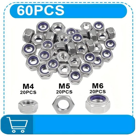 Écrous Frein Nylstop en Acier Inoxydable – Assortiment Multi-Tailles Anti-Desserrage