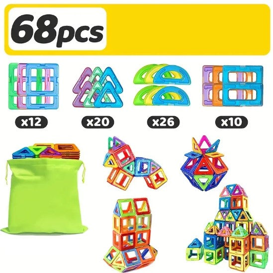 Blocs de Construction Magnétiques Colorés – Kit de Formes Géométriques pour Assemblage Créatif et Modélisation