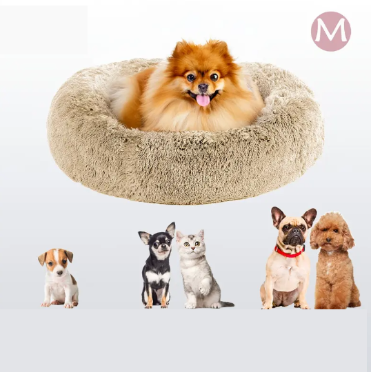 Coussin Douillet pour Chien ou Chat – Panier Moelleux Antistress en Fausse Fourrure Rose