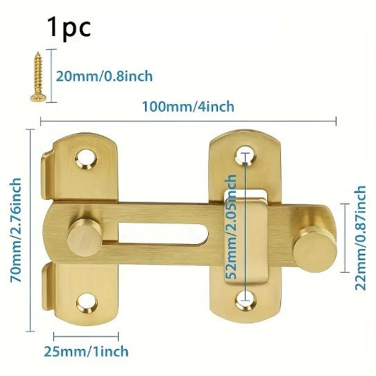 Verrou de Porte Sécurité Anti-Intrusion – Loquet en Acier Inoxydable avec Vis de Fixation (1 Pièce)