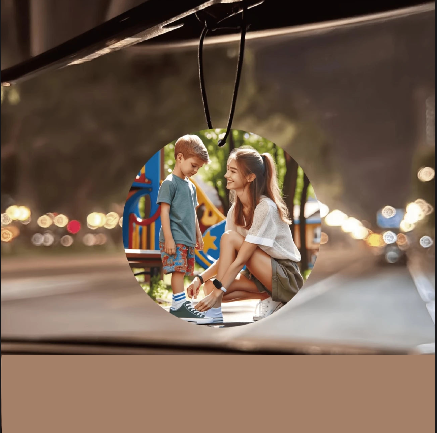 Désodorisant voiture personnalisé avec photo – Cadeau unique à suspendre