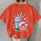 T-shirt fille blanc imprimé kawaii – Donut & Bubble Tea colorés
