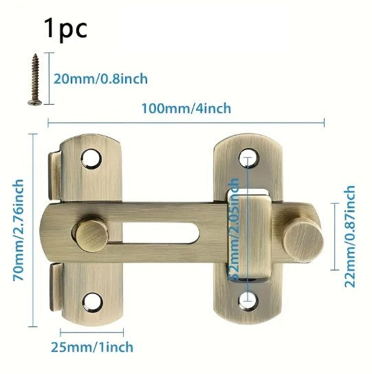 Verrou de Porte Sécurité Anti-Intrusion – Loquet en Acier Inoxydable avec Vis de Fixation (1 Pièce)