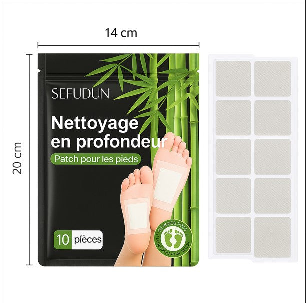 Patch Détox Pieds au Bambou – 10 Patches Purifiants Naturels pour Nettoyage en Profondeur