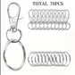 Lot de 20/30/50/70/90/120/150/180 Porte-Clés et Anneaux Métal – Mousquetons + Anneaux pour Bricolage, DIY ou Organisation