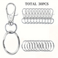 Lot de 20/30/50/70/90/120/150/180 Porte-Clés et Anneaux Métal – Mousquetons + Anneaux pour Bricolage, DIY ou Organisation