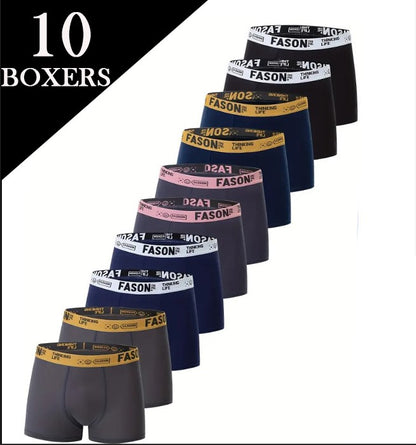 Pack de 10 Boxers homme noirs confortables – Ceinture élastique stylée