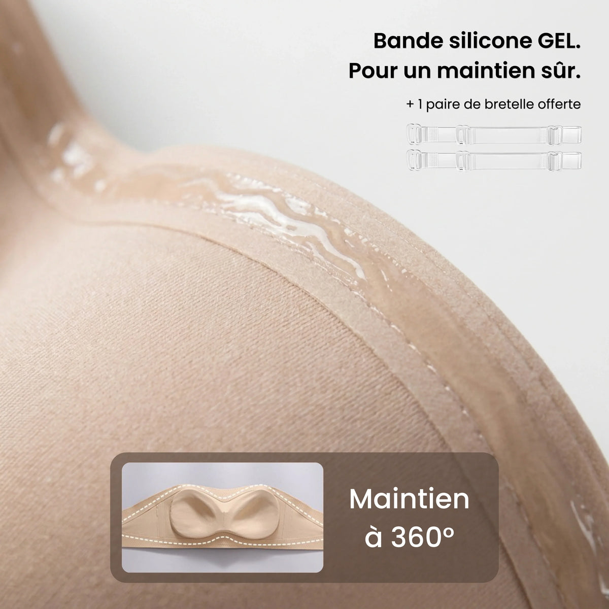 Soutien-Gorge Bandeau Sans Bretelles Invisible – Push-Up Léger Anti-Glisse