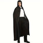 Cape noire à capuche longue – Déguisement sorcier, mage ou Halloween
