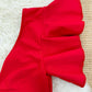 Maillot de Bain Rouge Femme Deux Pièces – Haut Volants & Culotte Découpée Sexy