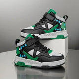 Baskets montantes fille noires et vertes, coloris Carré vert