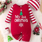 Body Bébé Noël My 1st Christmas – Grenouillère Rouge avec Bonnet Rayé, Tenue de Fête Hiver