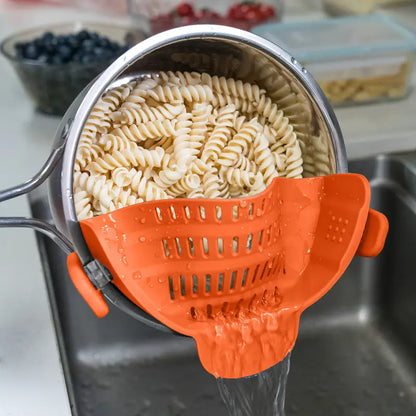 Égouttoir Silicone à Clipser pour Casserole, coloris Orange