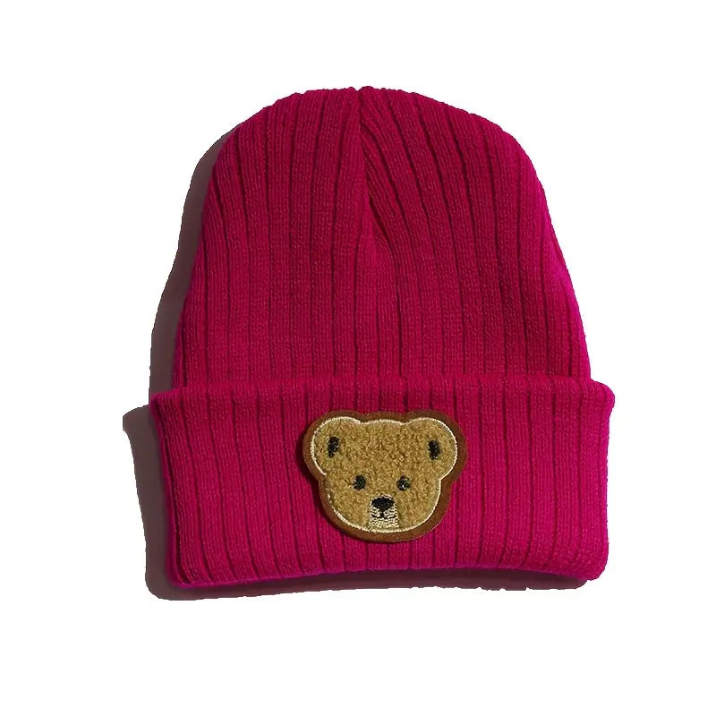 Bonnet Tricot Enfant avec Motif Ourson – Chapeaux et Casquettes Bébé Fille & Garçon | Hiver Chaud & Confortable
