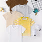 Lot de 5 t-shirts garçon basiques – Hauts unis et rayé coton respirant