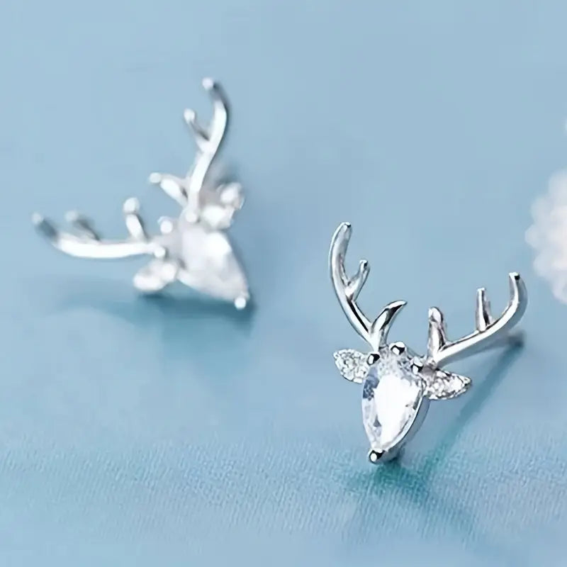 Boucles d’Oreilles Enfant Cerf Doré avec Strass – Bijou Fantaisie Original et Élégant