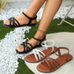Sandales plates pour femme à lanières tissées simples et élégantes