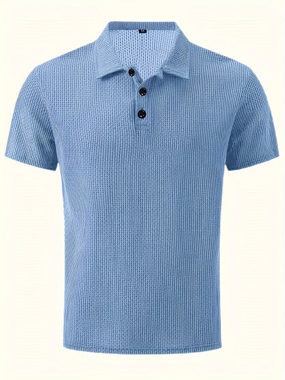 Polo de Golf Homme Respirant – Tissu Texturé avec Col à Boutons